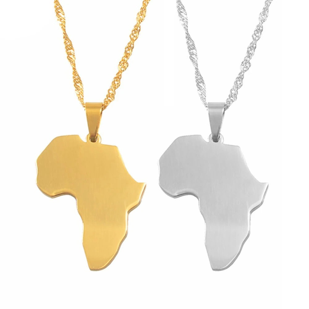 Collier continent africain en acier inoxydable