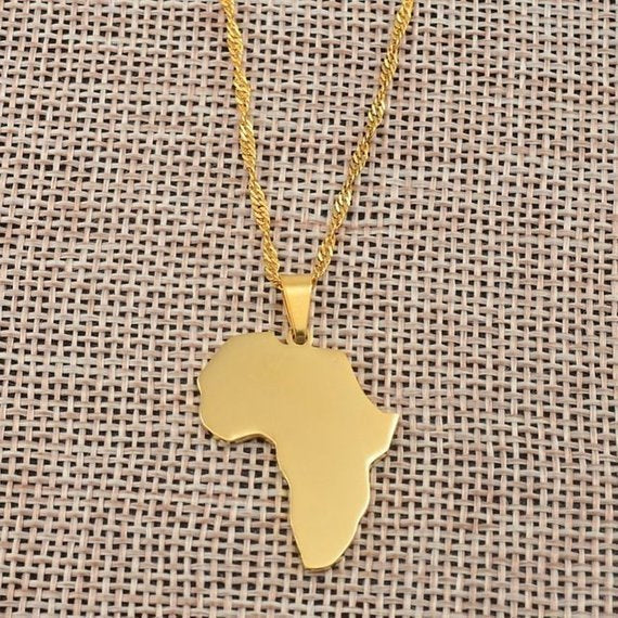 Collier continent africain en acier inoxydable