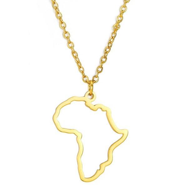 Collier carte afrique en acier inoxydable