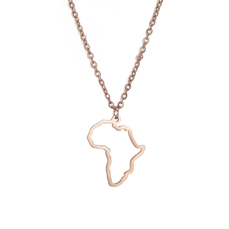 Collier carte afrique en acier inoxydable