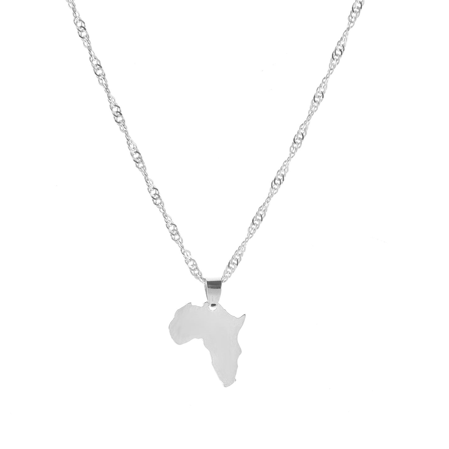 Collier continent africain en acier inoxydable